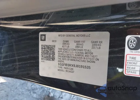 2018 Chevrolet Camaro 1Lt z USA, uszkodzony, nr VIN 1G1FB1RX9J0191535